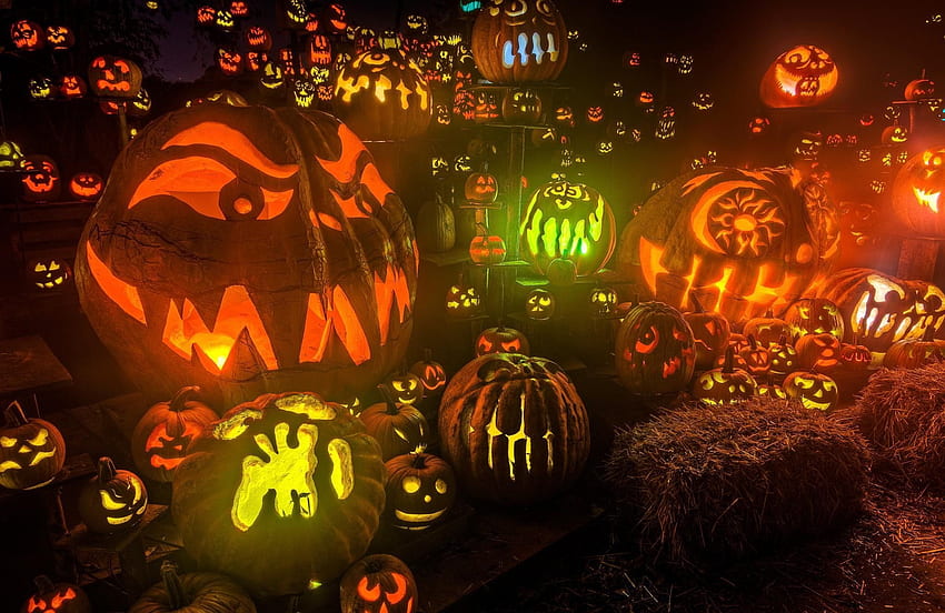 : Jack O Lantern Decor Lot, Halloween, Pumpkin, Halloween Lights HD wallpaper