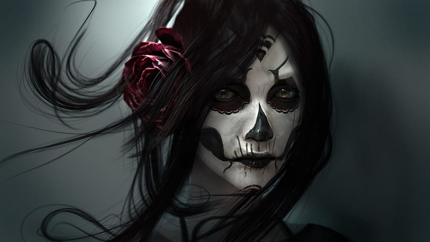 Black Baccara girl skull face painting Day of the dead [] para tu, Móvil y Tablet. Explora Muertos. Los muertos vivientes, Los fondo de pantalla