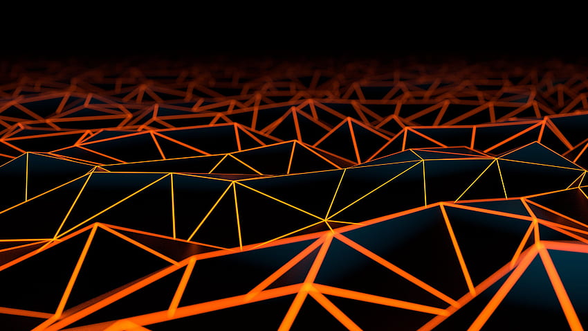 Oranye Dan Hitam, Oranye Geometris Wallpaper HD
