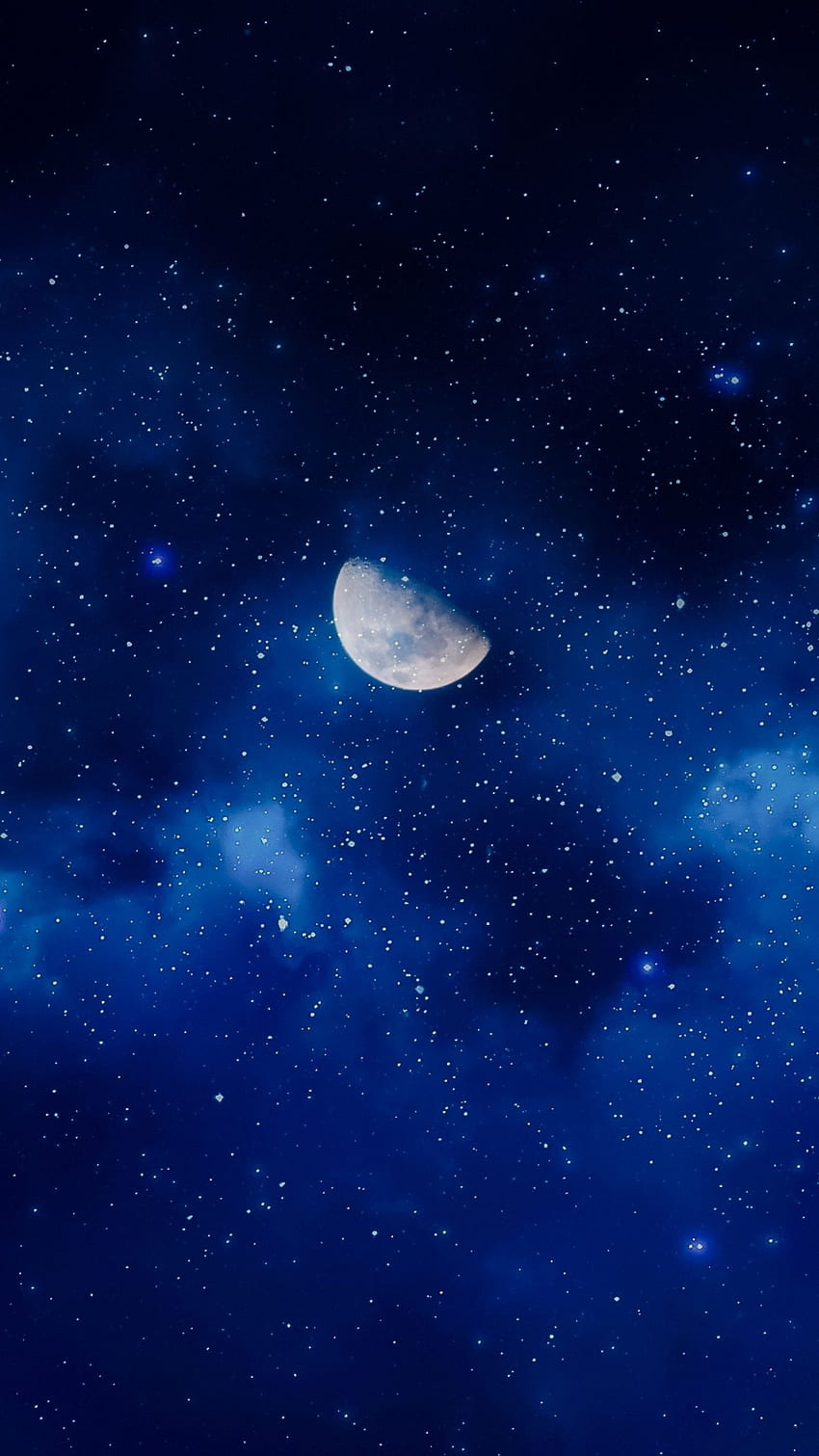 moon, night, stars, sky, full HD phone wallpaper