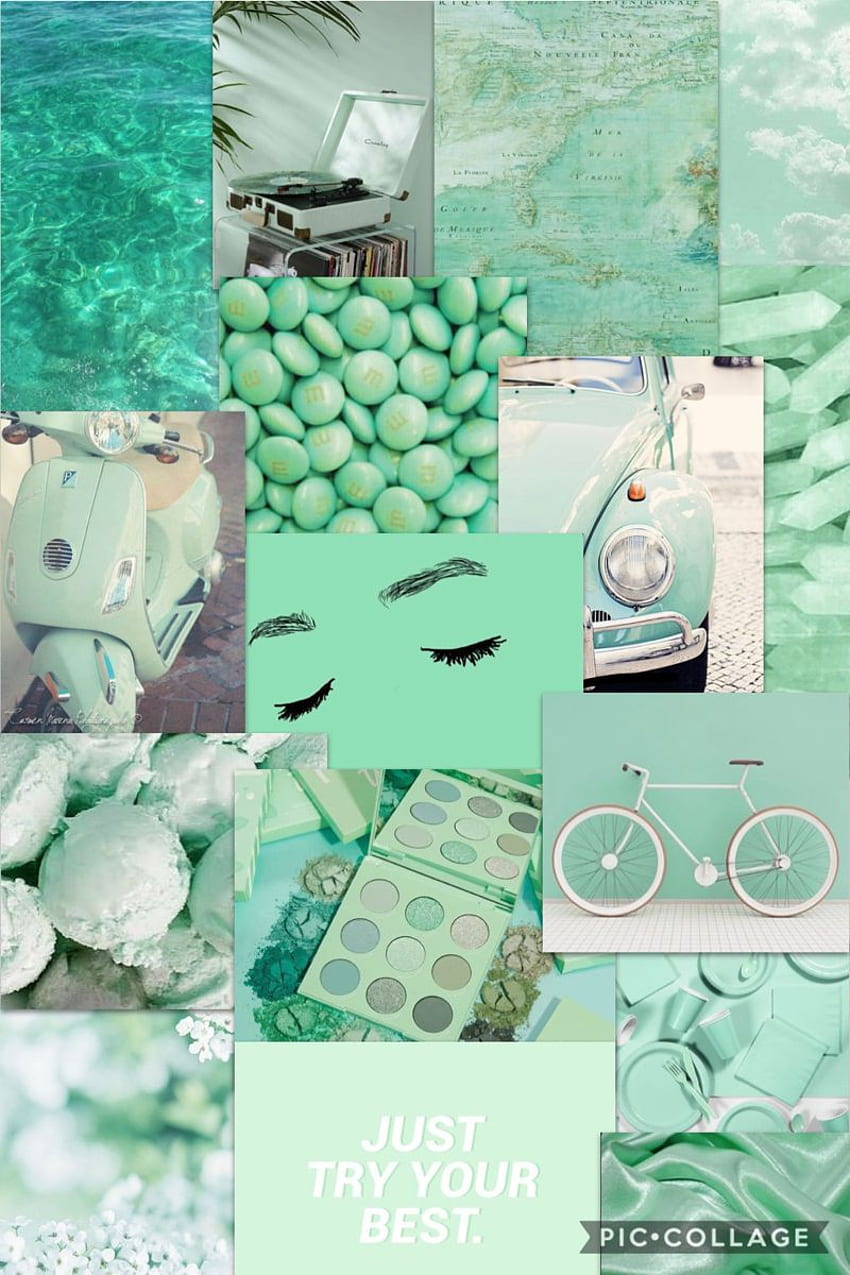 Mint collage!. Aesthetic iphone , iPhone tumblr aesthetic, Mint green iphone, Green Gold HD phone wallpaper