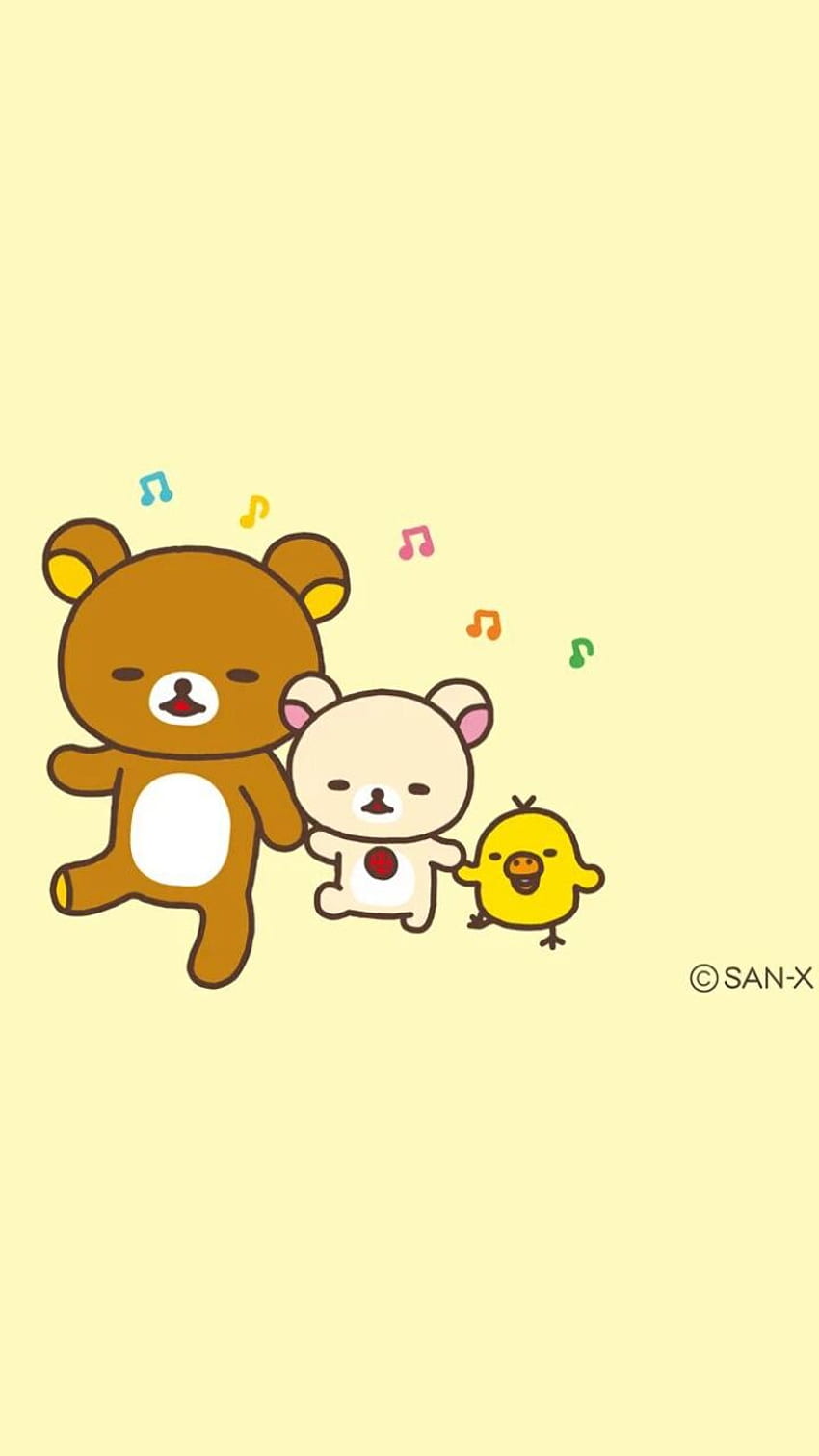 Kunst, Bär, Cartoon, Küken, süßes Baby, Punkte, Zeichnen, Essen, Gelbes süßes Kawaii HD-Handy-Hintergrundbild