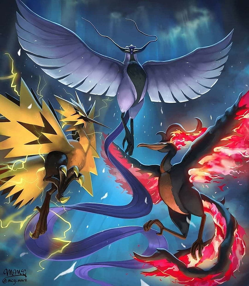 Trio di uccelli leggendari - Forma galariana. Pokemon Articuno, Pokemon Moltres, Pokemon Cool Sfondo del telefono HD