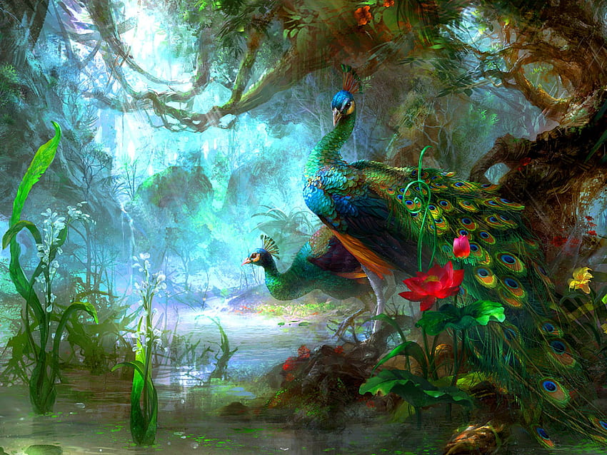 Exotic Birds Peacock Artistic Paintings On Canvas Best HD wallpaper