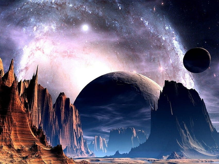 Fantascienza Fantascienza Pianeti Cielo alieno Stelle Nebulosa Galassia Spazio Sfondo HD
