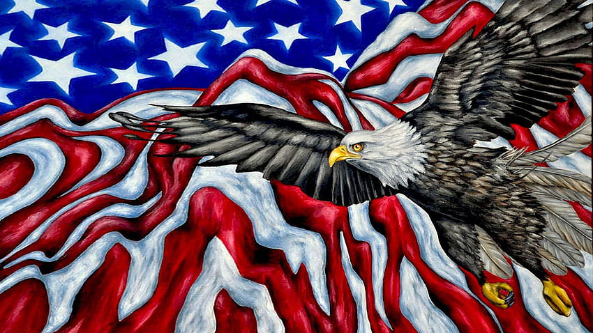 American Bald Eagle, USA Flag Eagle HD wallpaper