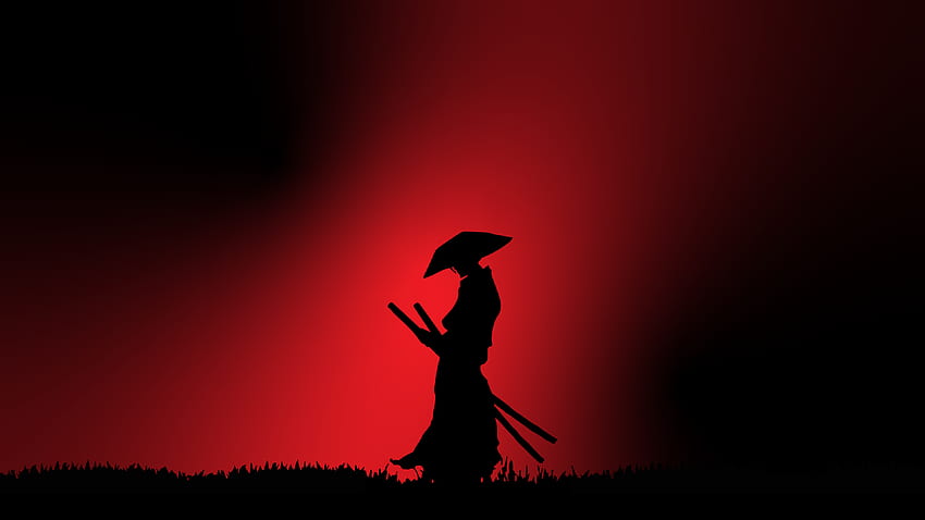 Samurajski czerwony (). Samuraj, grafika samuraja, estetyka, czerwień Tapeta HD
