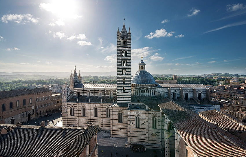 Italy, panorama, Tuscany, Cathedral, the bell tower, Siena for , section город HD wallpaper