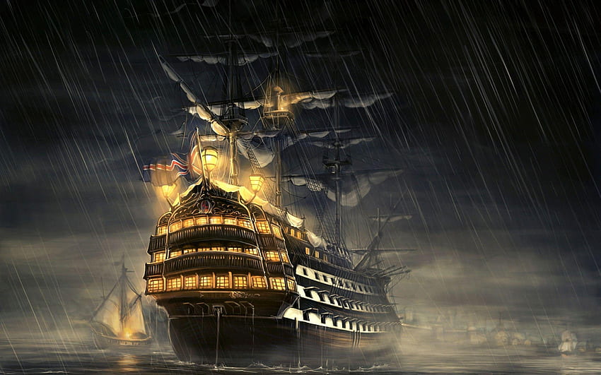 Schwarzes Perlenschiff, schwarzer Pirat HD-Hintergrundbild