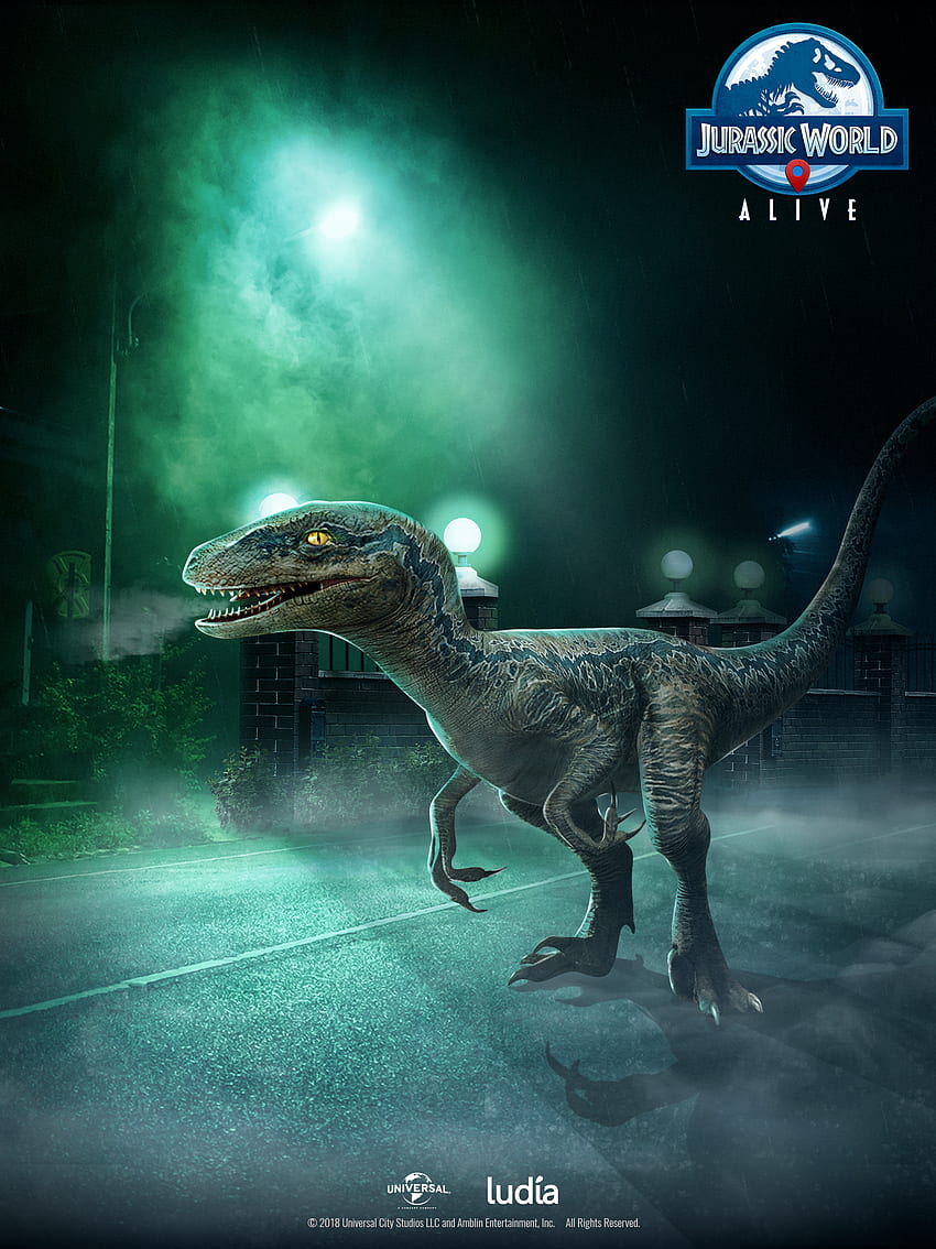 Mundo Jurássico Azul, Parque Jurássico Velociraptor Papel de parede de celular HD