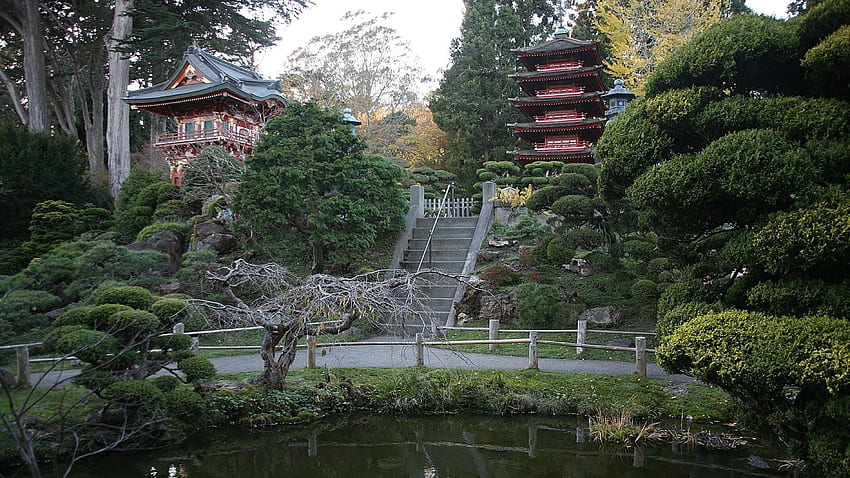 Друго: Японски градински храм Азиатски фон за двоен монитор за, японски двоен екран HD тапет