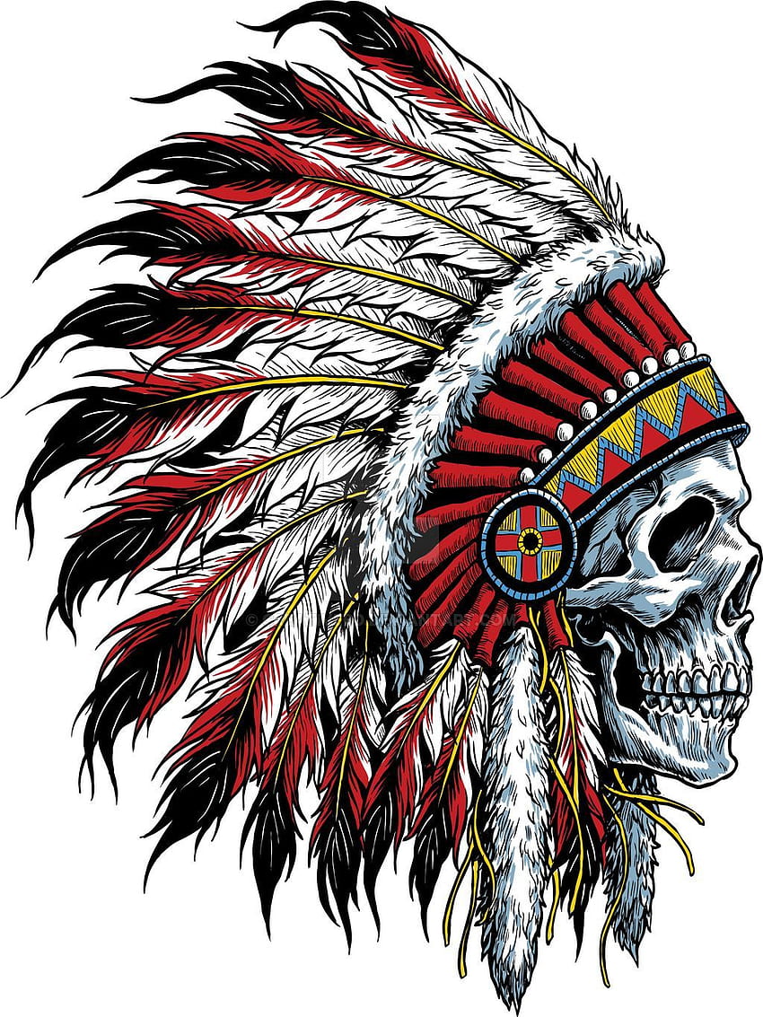 Indian Skull Tattoo Design Native American Powerful Design