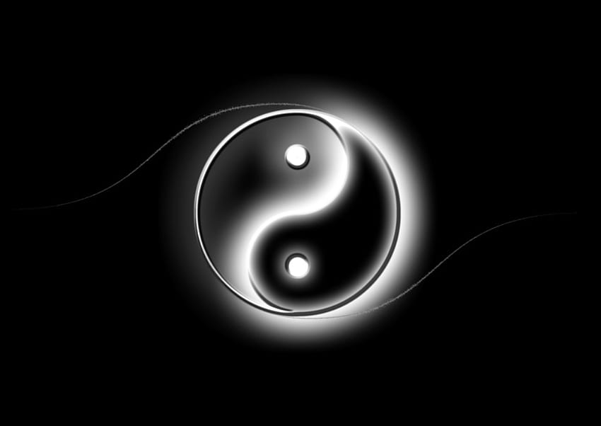 Ying & Yang, yang, black, 3d, ying HD wallpaper