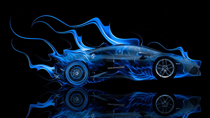 Lamborghini Huracan Side Fire Abstract Car 2014 el Tony, Blue Fire Lamborghini HD wallpaper