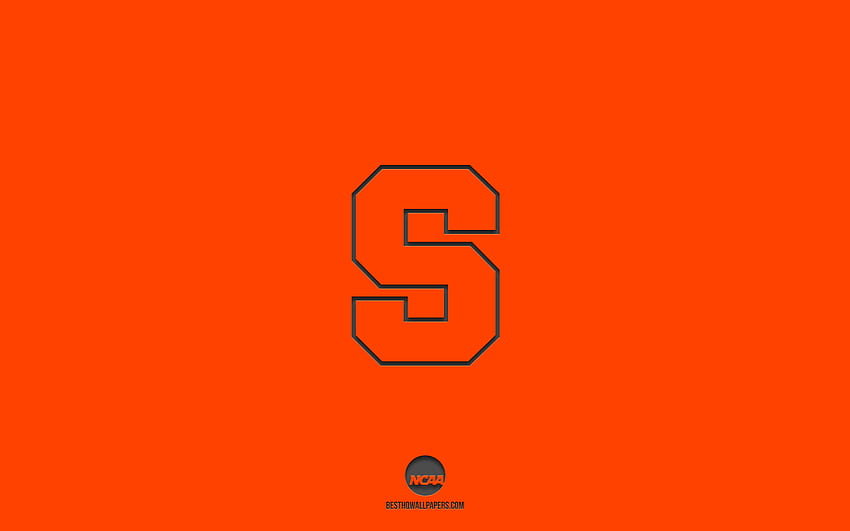 Syracuse Orange, pomarańczowe tło, drużyna futbolu amerykańskiego, emblemat Syracuse Orange, NCAA, Nowy Jork, USA, futbol amerykański, logo Syracuse Orange Tapeta HD