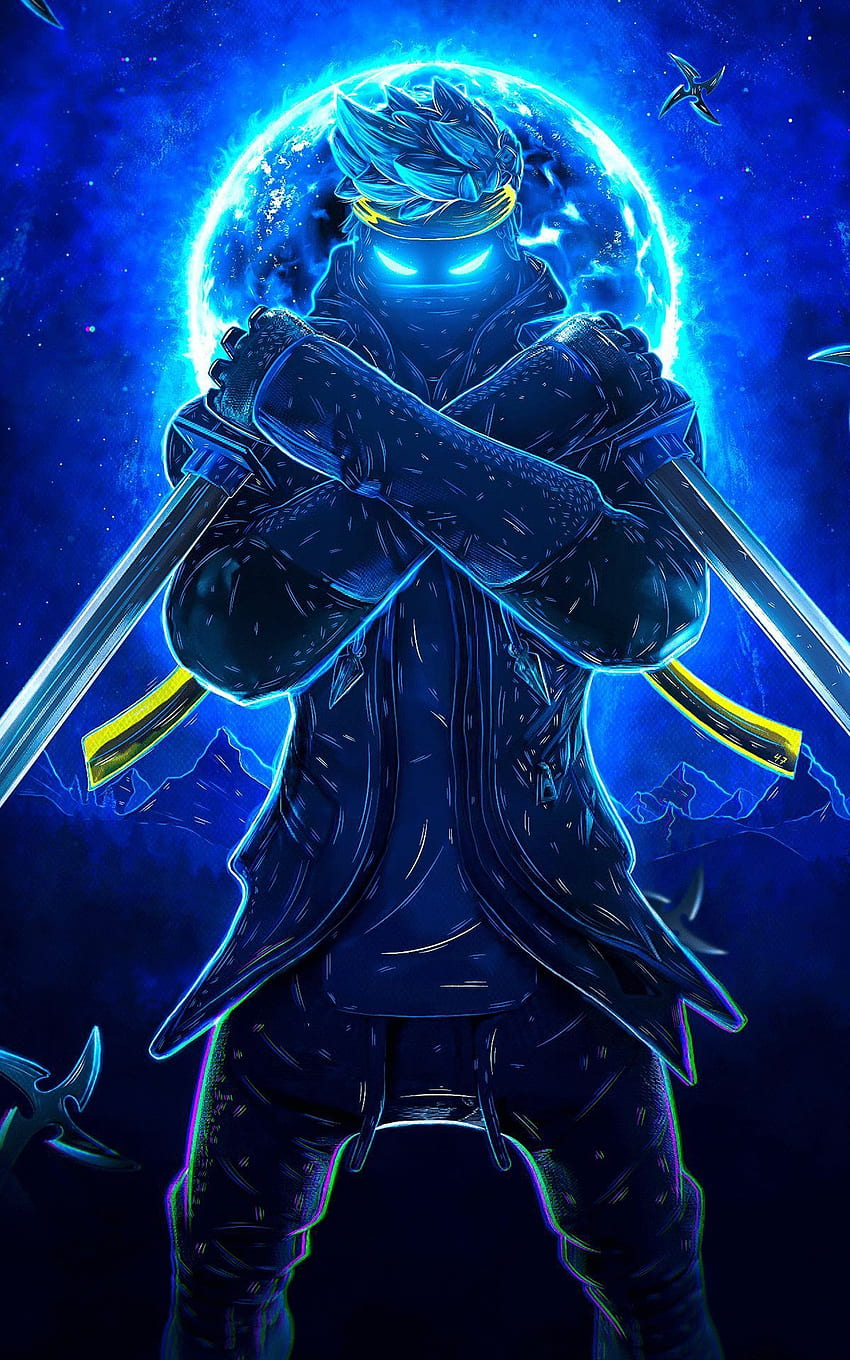 Najlepsze pomysły na sztukę Blue Ninja Fortnite. fortnite, ninja, gry Tapeta na telefon HD