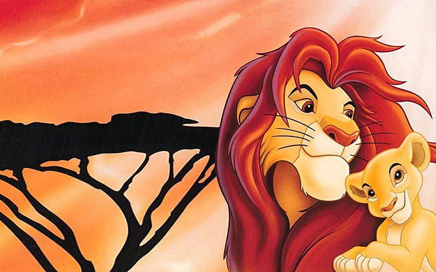 Mufasa und Simba Der König der Löwen Zeichentrickfilm Disney für Handys Tablet und PC HD-Hintergrundbild