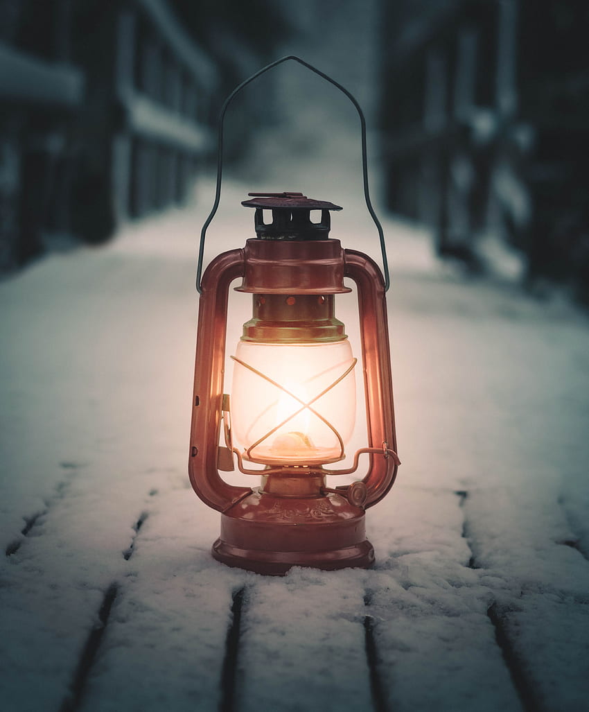Snow, , , Lamp, Lantern HD phone wallpaper