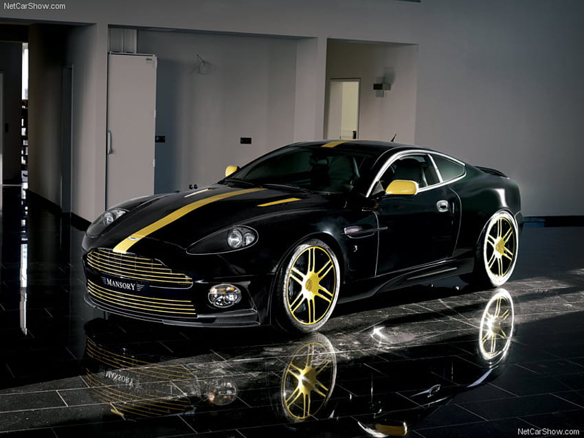 Aston Martin Vanquish, noir, or, voitures Fond d'écran HD