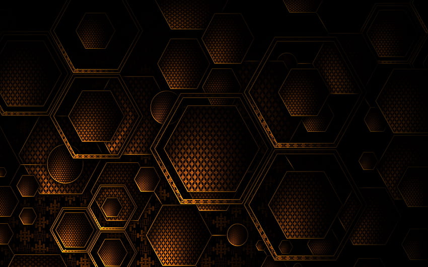 yellow 3D hexagons, , creative, hexagons 3D texture, hexagons patterns, hexagons textures, 3D textures, 3D backgrounds, 3D hexagons HD wallpaper