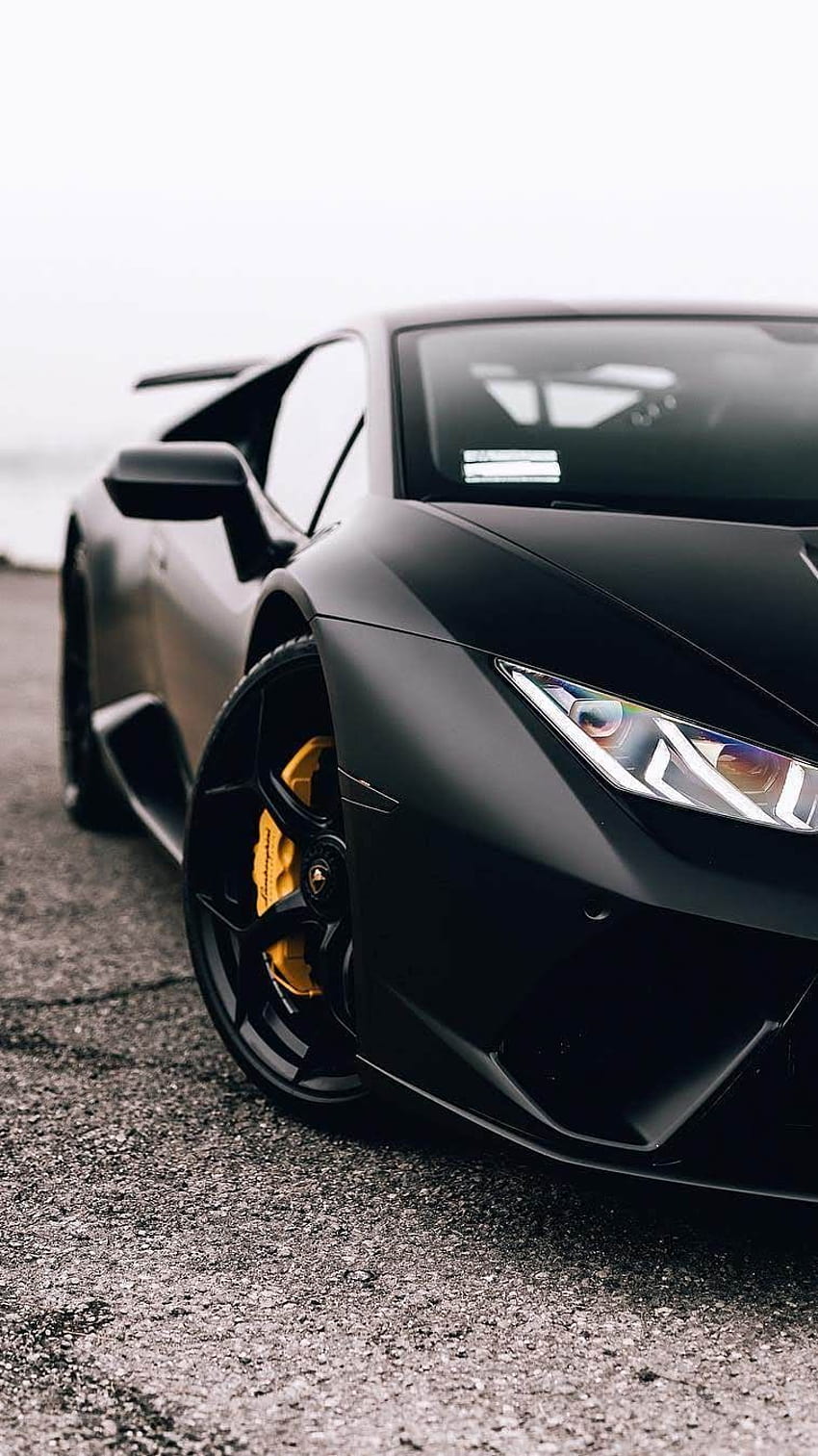 ไอโฟน แลมโบ้ สีดำ รถยอดนิยม Lamborghini huracan รถซุปเปอร์ Matte Black Lamborghini วอลล์เปเปอร์โทรศัพท์ HD