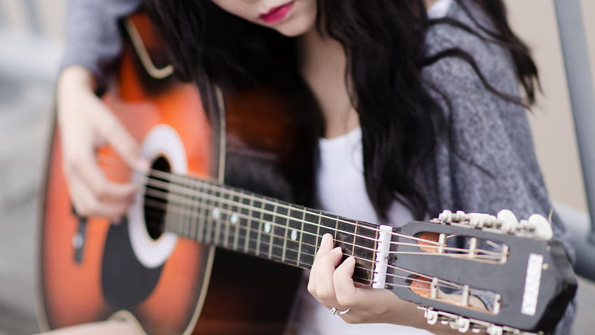 Women Playing Guitar, Girl With Guitar HD wallpaper