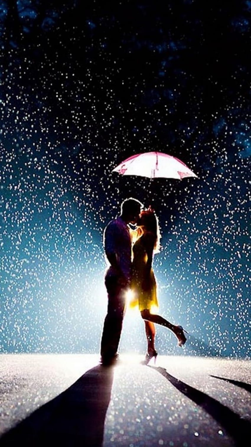 Pasangan Cinta Romantis di Hujan iPhone 2019, Lucu 3D wallpaper ponsel HD
