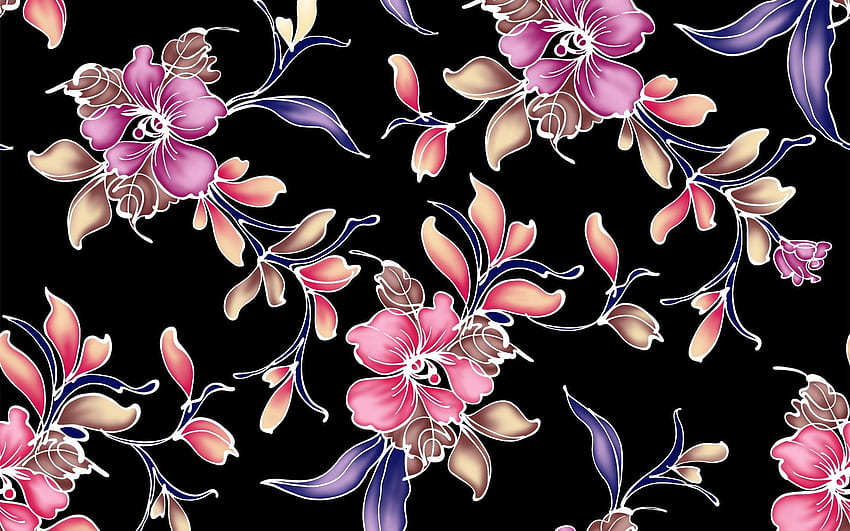 Flowers, Background, Patterns, Dark, Texture, Textures HD wallpaper