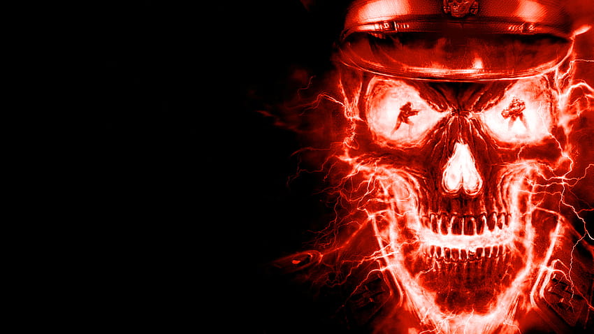 Red Skulls On Fire, 화재 해골 텍스처 HD 월페이퍼
