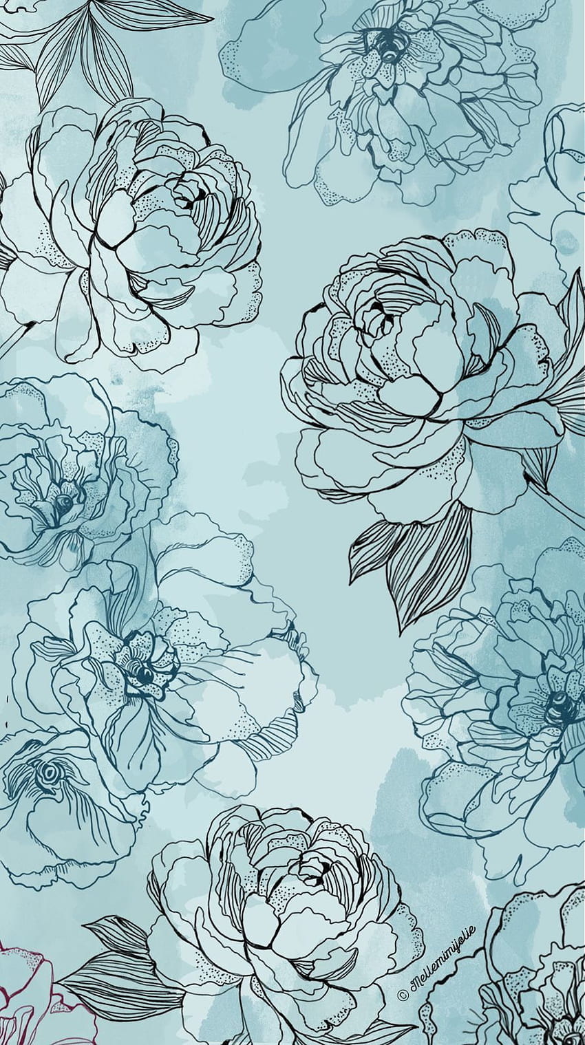 iphone Arte lineal, Patrón, Ilustración, Botánica, Dibujo de flores fondo de pantalla del teléfono