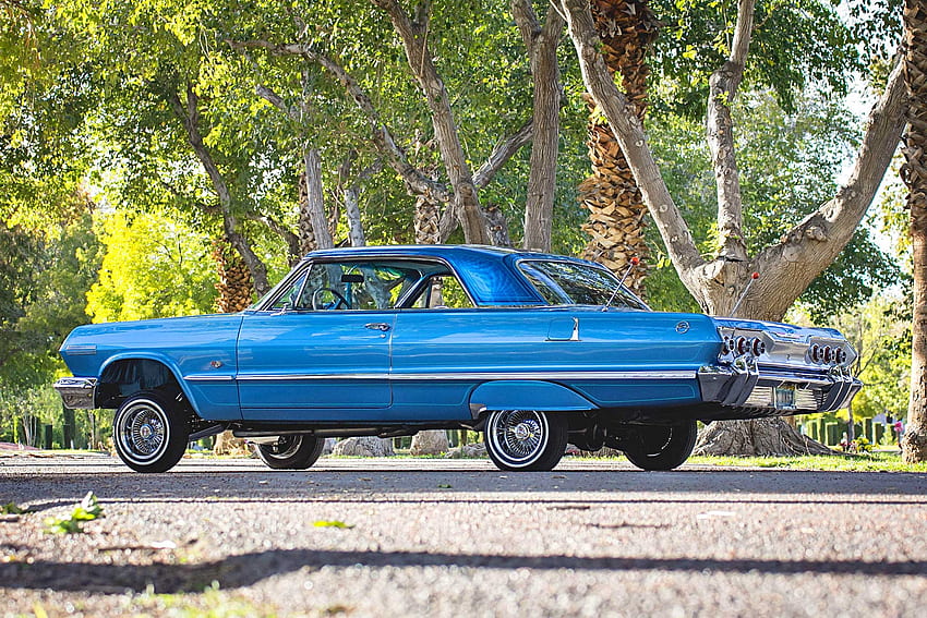 1963 Chevrolet Impala, Lowrider, Clássico, Azul, GM papel de parede HD