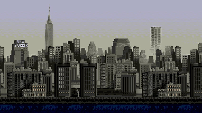 Пиксел арт, градски пейзаж, сгради, Ню Йорк HD тапет