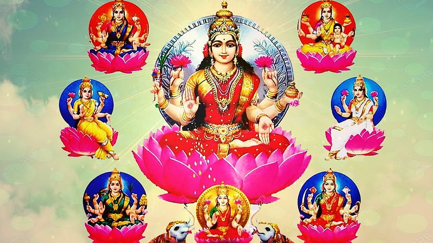 Ashtalakshmi Stotram completo com letras - Mantras para boa saúde, riqueza e prosperidade, Ashta Lakshmi papel de parede HD