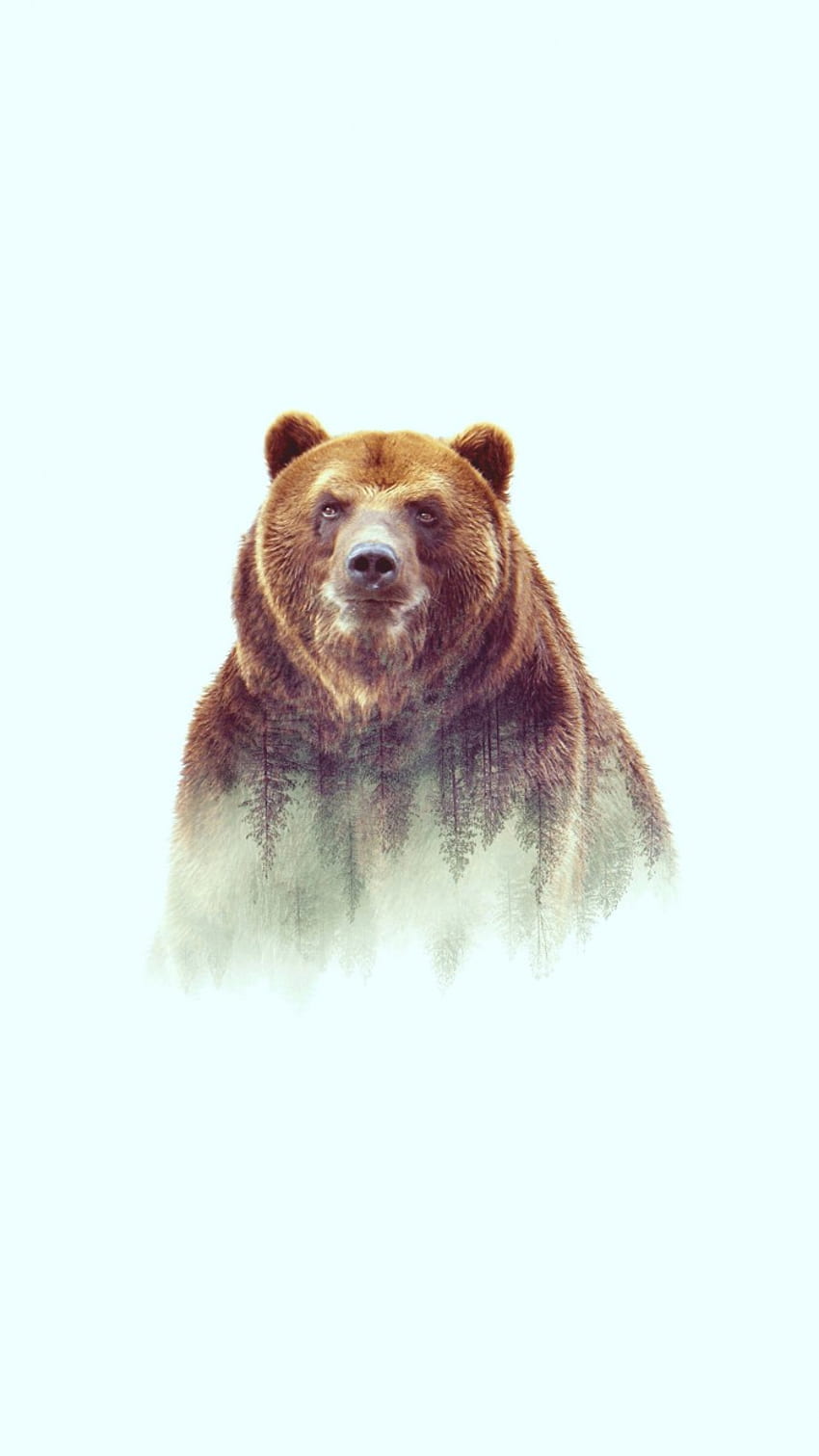 Grizzly Bear Art IPhone - Vector PNG, PSD, Prediseñadas, Plantillas, Oso pardo fondo de pantalla del teléfono