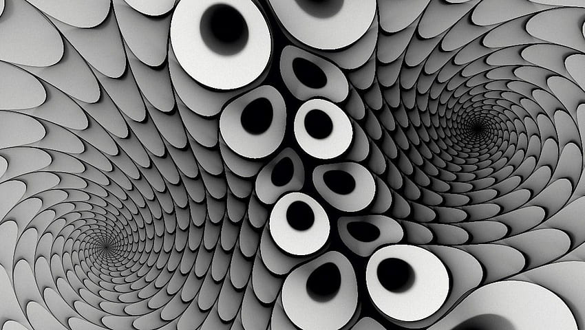 Moving Optical Illusions, Black and White Illusion HD wallpaper