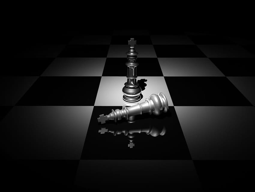 Póster Peças de xadrez da rainha branca rei-negra