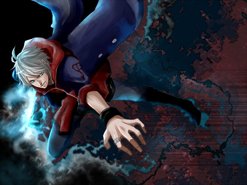 Nero, coat, games, devil may cry 4, dmc, dmc4, lone, anime, devil may cry, white hair, video games, male HD wallpaper