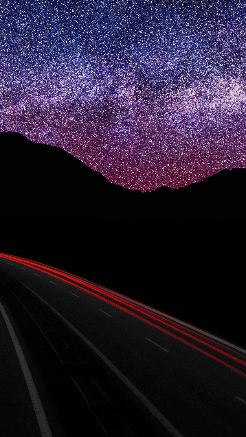 Starry skies and highways, Red Stars HD phone wallpaper
