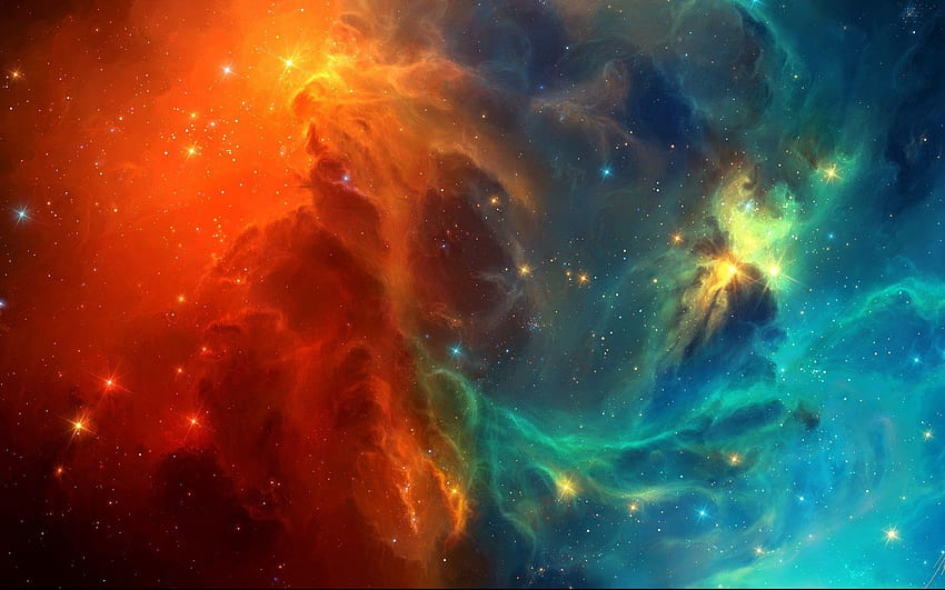 space, creation, Hubble, spiritual, universe, orange, NASA, majestic, Orange Blue Space HD wallpaper
