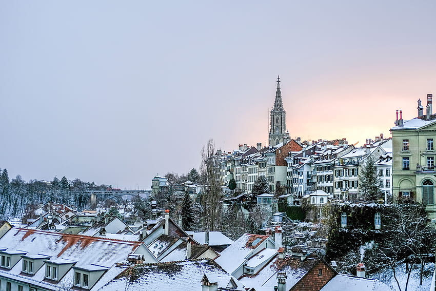 Städte, Winter, Schnee, Gebäude, Dach, Dächer HD-Hintergrundbild