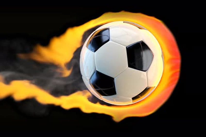 Flying soccer ball on fire on a black background by julost on Envato Elements, Flaming Soccer Ball HD wallpaper