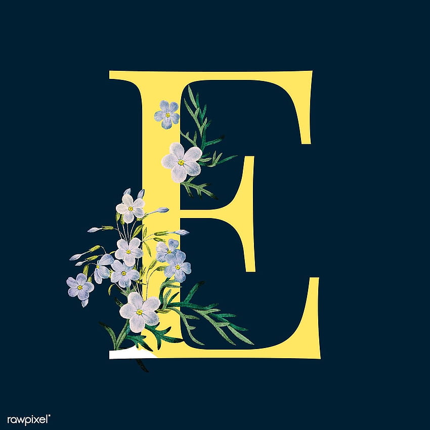 Yellow letter E decorated with hand drawn blue phlox vector. by / sasi. Vector , How to draw hands, Letter e, Cute Letter E HD phone wallpaper