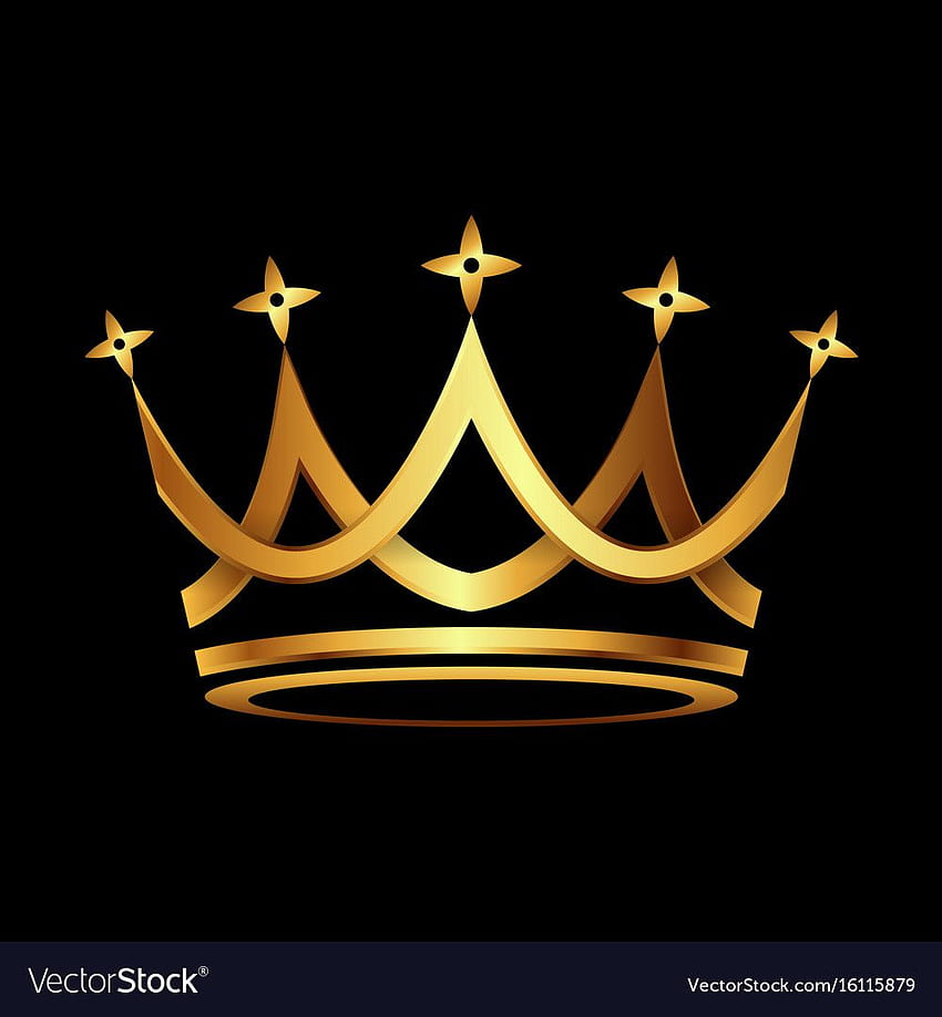 Crown. Gold symbol icon on black background. Vector illustration. a Preview or High Quality. logo design, Crown png, Banner background HD phone wallpaper