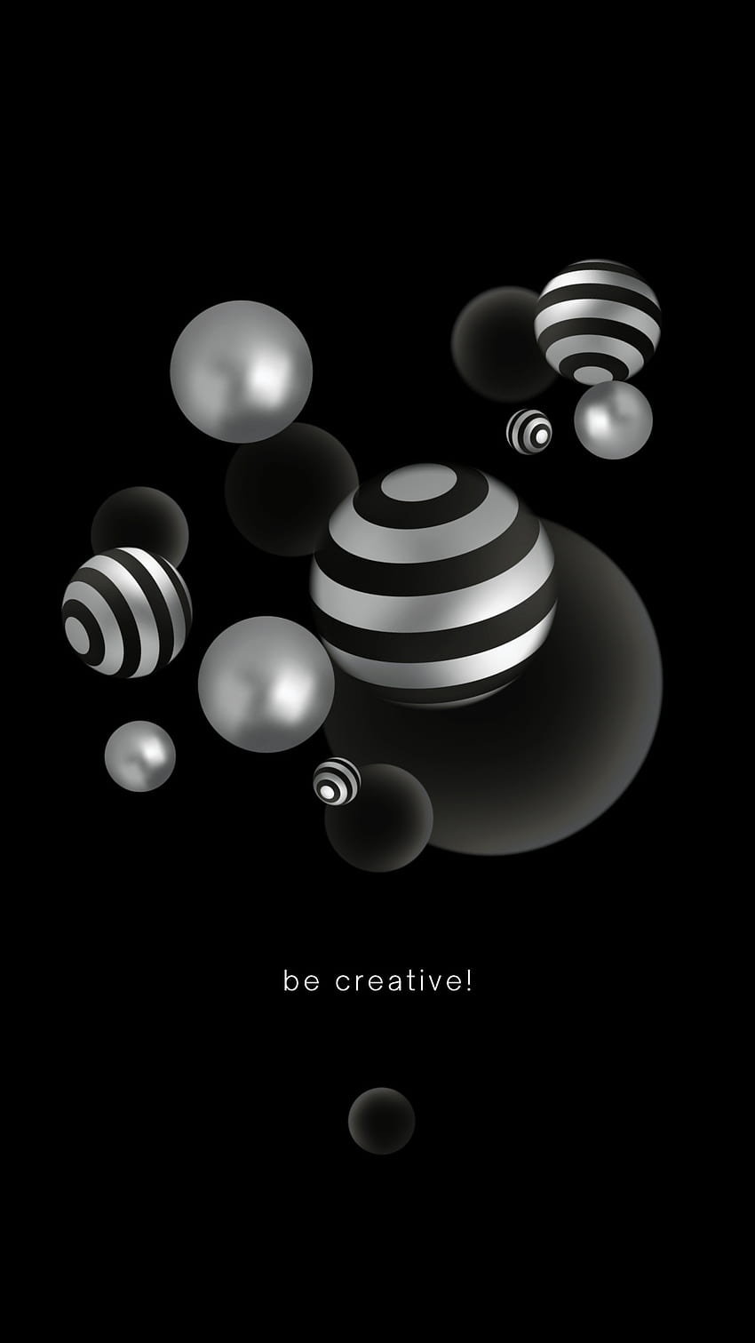 Sei kreativ, Kunst, Zitat, rund, Android, Wissenschaft, Schwarz, Kreise, Spruch, iPhone, Kugeln HD-Handy-Hintergrundbild