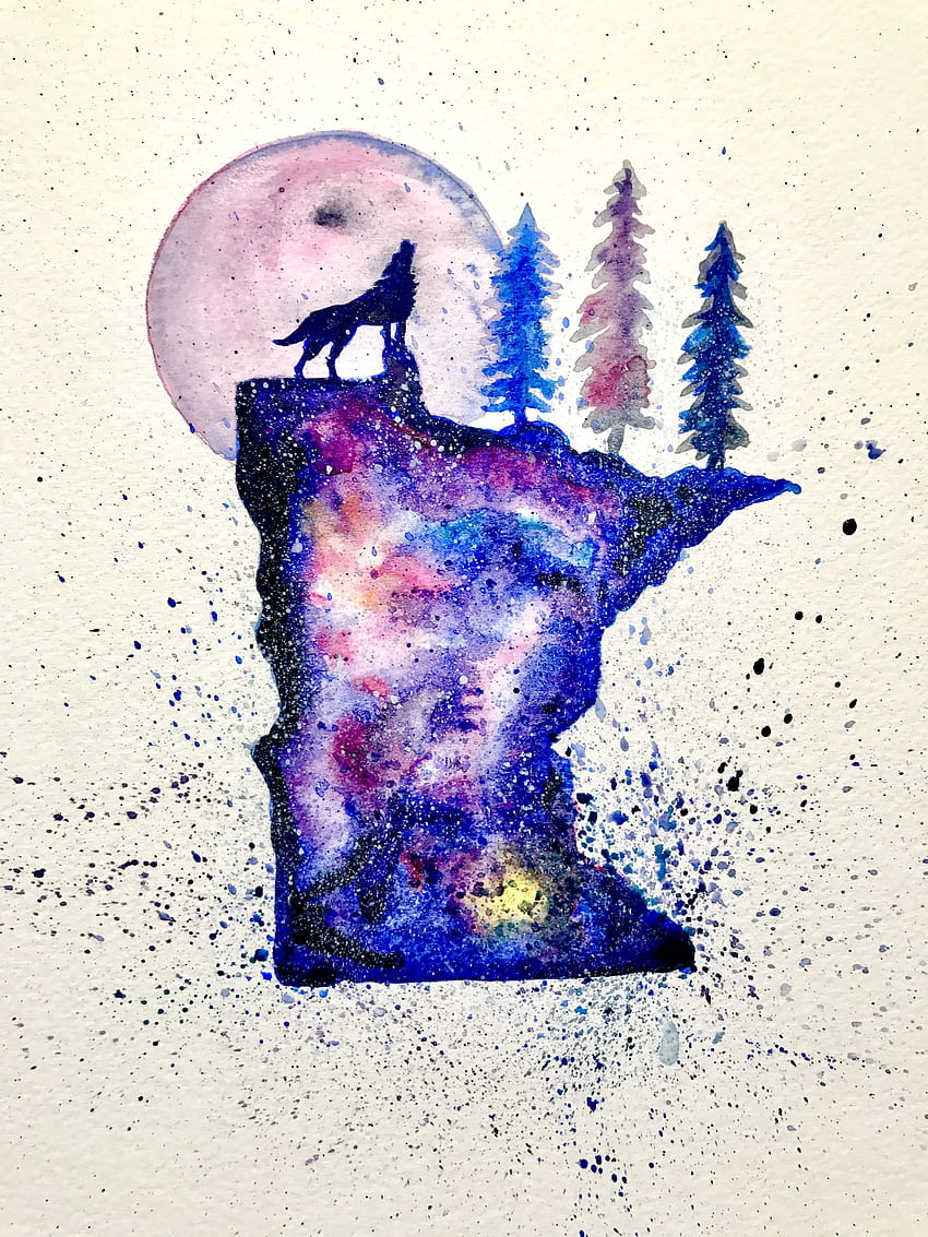 an original from my new MN Series, Wolf Watercolor HD phone wallpaper