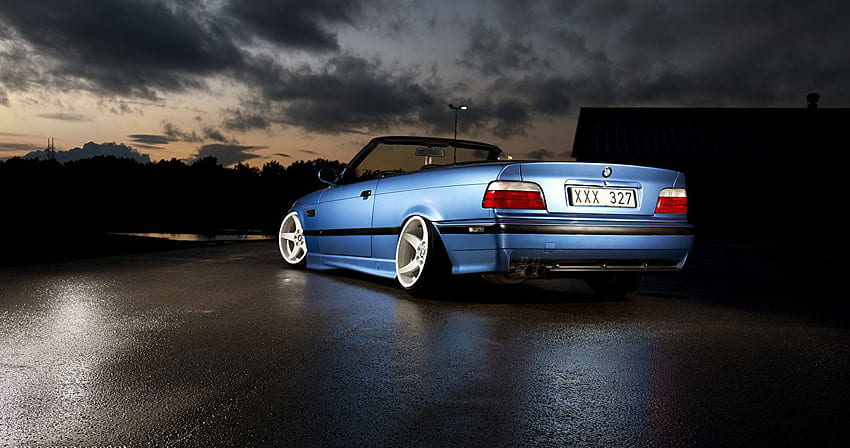 BMW e36 m3 stance Cabriolet Light Blue Cars HD wallpaper