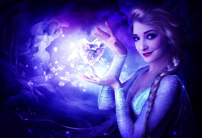 Frozen 2013 película Cabello trenzado Corazón Elsa, Nieve, Corazón de hielo fondo de pantalla