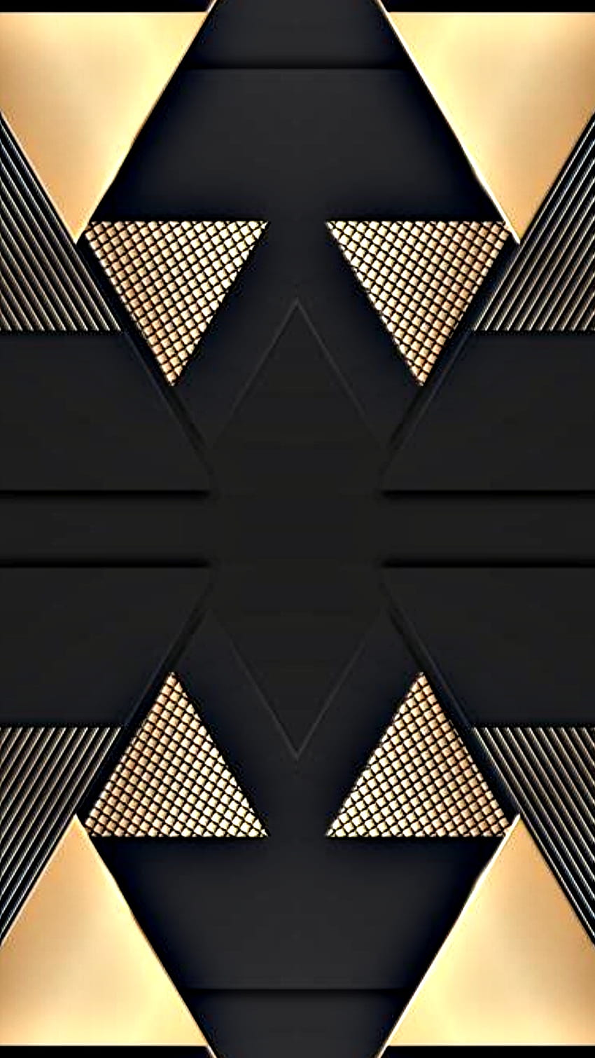 beautiful black gold, tech, amoled, diamond, modern, neon, shapes, geometric, gamer, mesh, triangle HD phone wallpaper