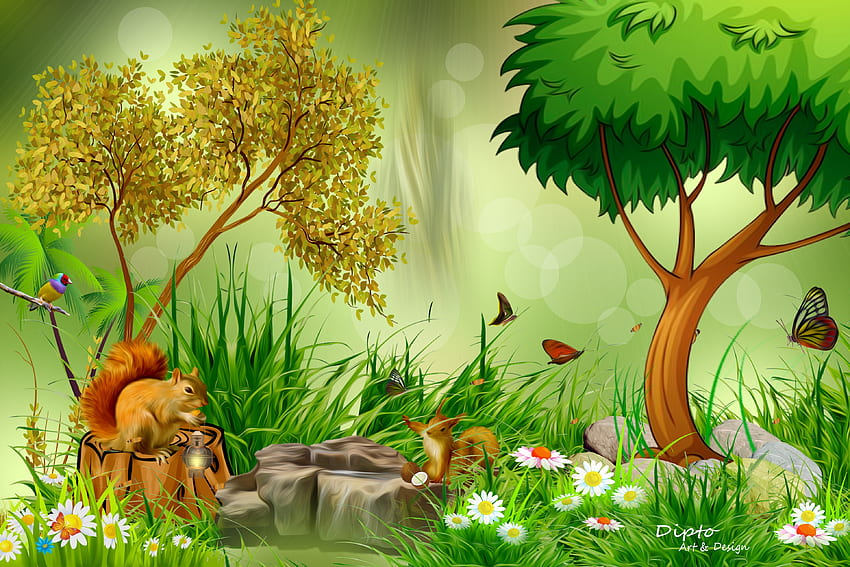 18++ Nature Village, Cartoon Village HD wallpaper