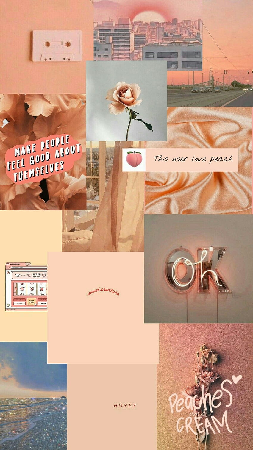 Peach Aesthetic Collage fondo de pantalla del teléfono